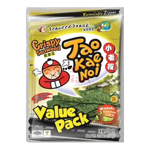 TAOKAENOI Fried Seaweed Snack Wasabi Flavour 59g Taokaenoi Brand